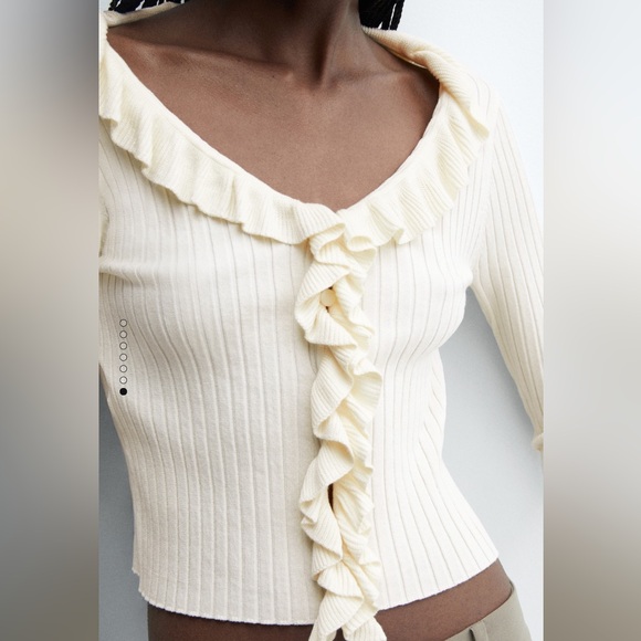 Mango Ruffle Knit Cardigan - Picture 2 of 3